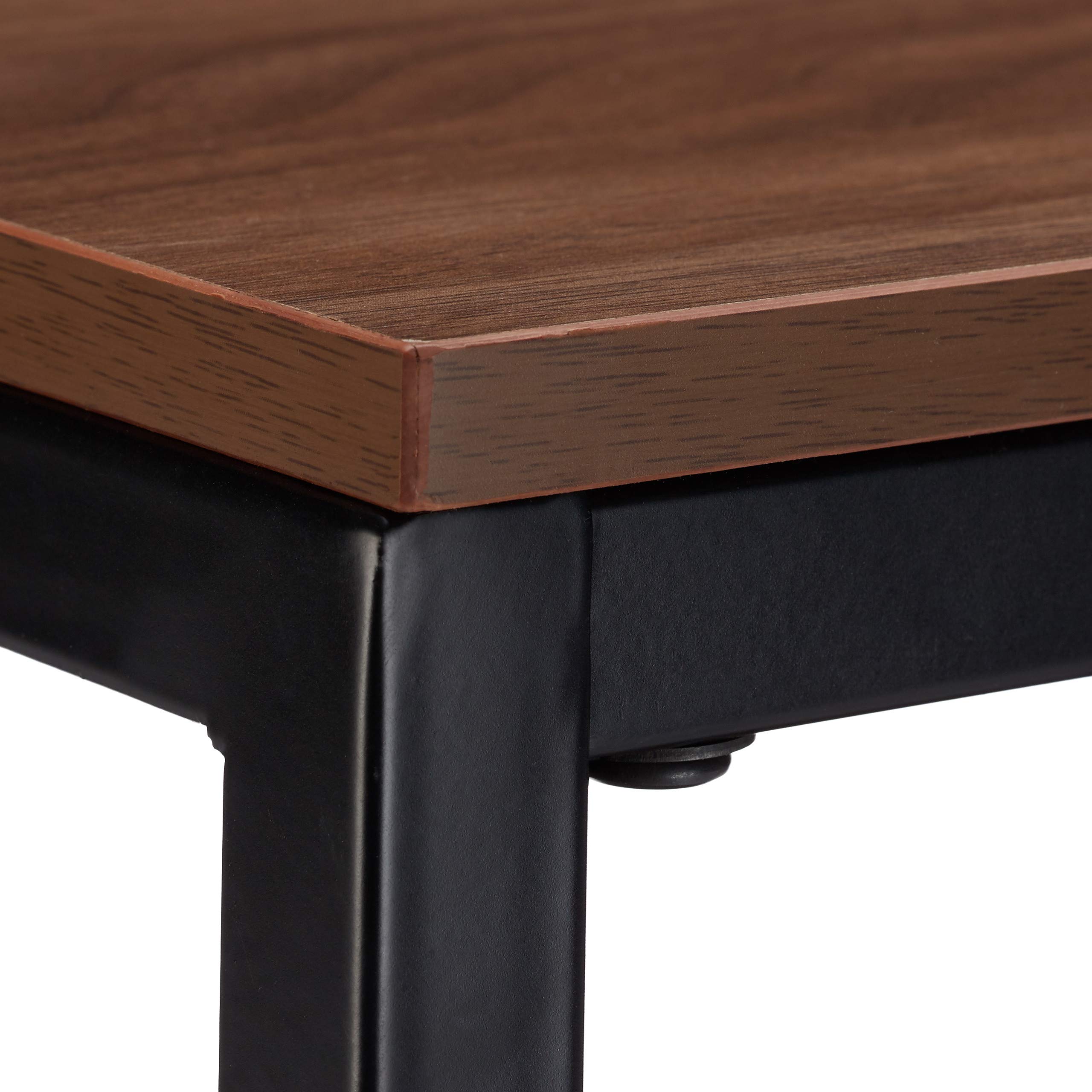 Relaxdays Tavolino Basso da Divano per Salotto, 2 Ripiani in Legno, Struttura in Acciaio, Quadrato, H 51cm, Marrone Nero