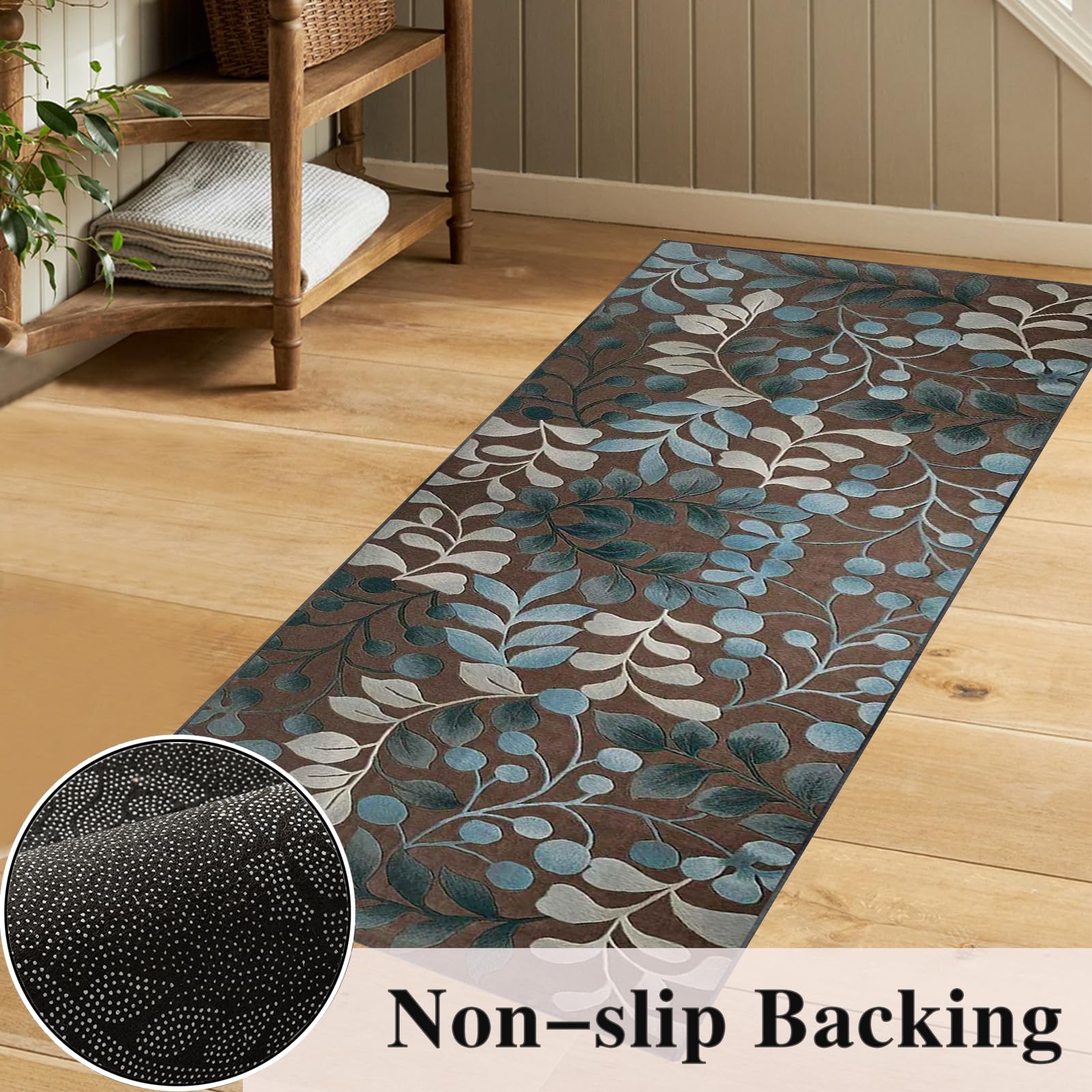 Tapis Couloir Long Doux Antidérapant Lavable 100 x 100 cm Tapis Cuisine Long Absorbant Tapis de Passage Tapis de Sol Tapis Entrée Intérieur Long Tapis pour Cuisine, Couloir, Passage, Salon, Chambre