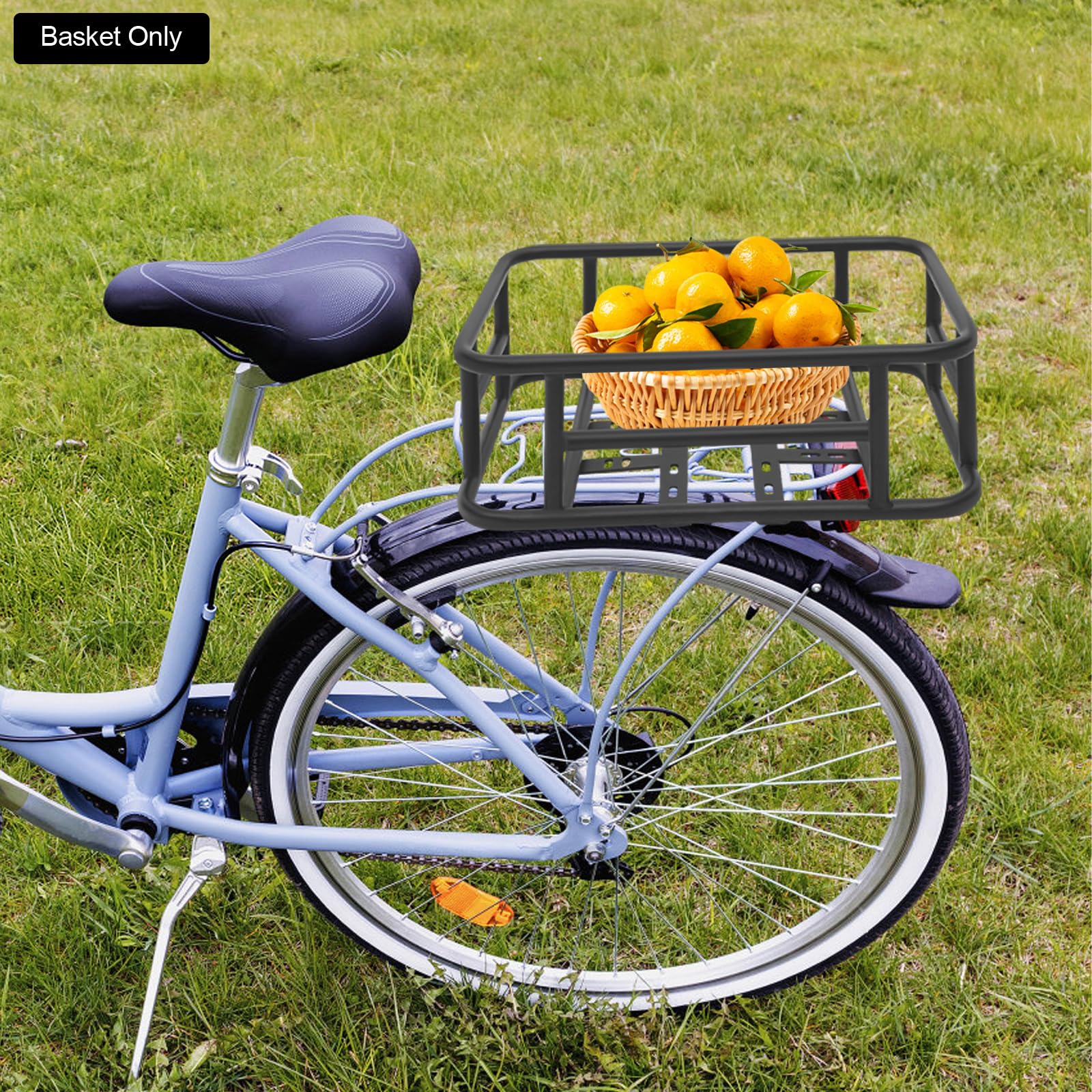 Cesta trasera de bicicleta desmontable para bicicleta de montaña, de carretera, de ciudad, 45,5 x 32,5 x 15 cm, capacidad de carga de 25 kg, hierro estable