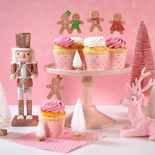 Miniatura 4 de 24 piezas de pan de jengibre revelación de género para cupcakes de Navidad, pan de jengibre para hombre, niño o niña, selecciones de cupcakes,