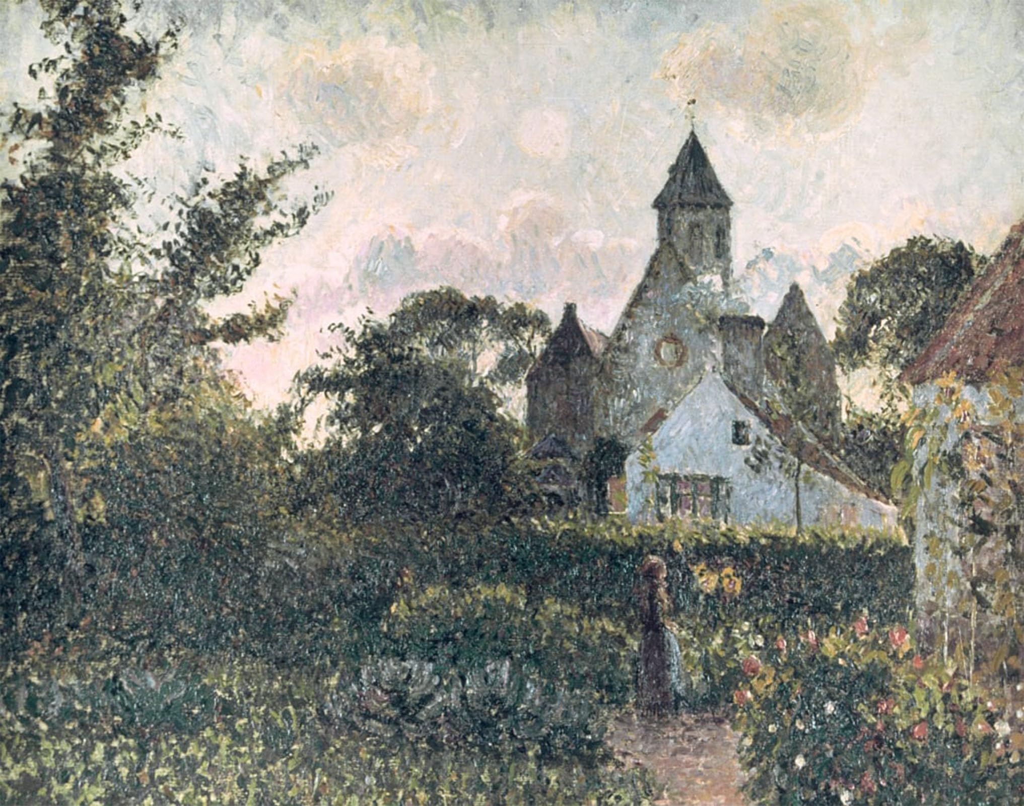 SERENDIPITP Vintage Picture Print on Canvas Wall Art Poster Church of Knocke by Camille Jacob Pissarro Artwork Print Poster for Wall Decor 60x90cm