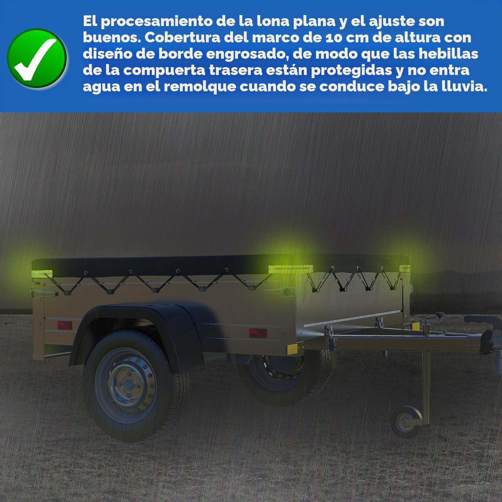 Lona para remolque de 258 x 136 x 10 cm, lona plana para remolque, de PVC, material reforzado, impermeable y resistente a desgarros, ideal para Stema Böckmann 750 kg de cobertura de automóviles y más