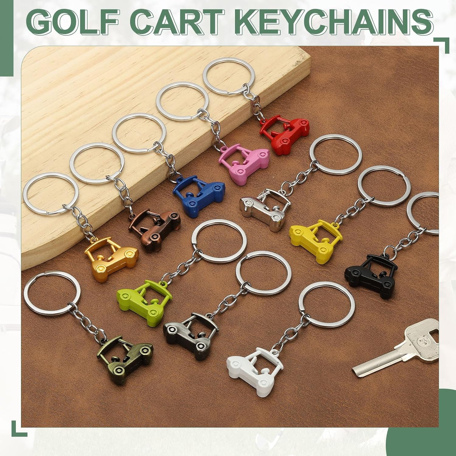 uxcell Golf Cart Keychain, Metal Golf Keychain Pendant Rings Organizer Bag Charm Accessories for Golfer - Image 5