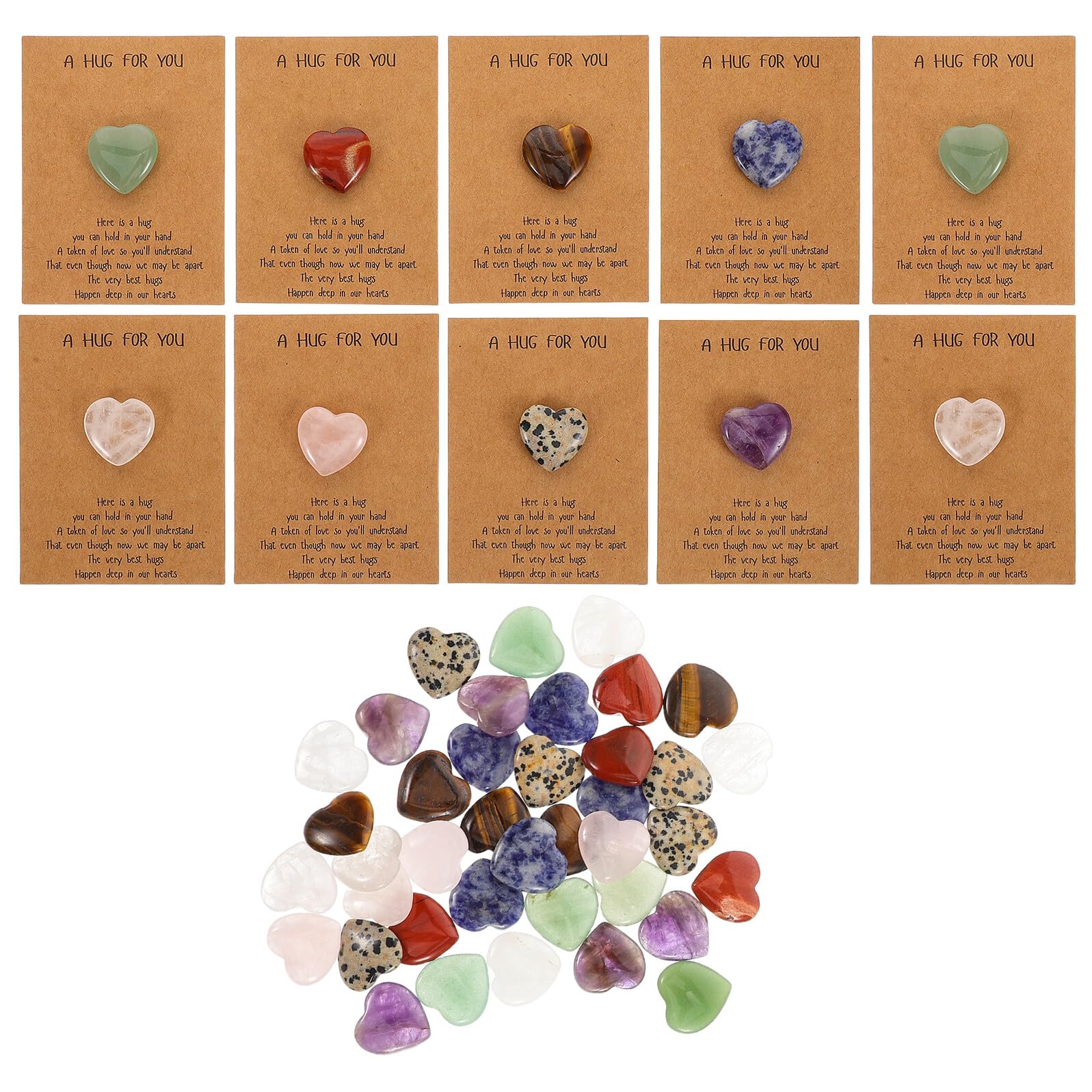 Hemobllo Set da 40 Biglietti di Auguri per la Festa degli Innamorati con Pietre Naturali a Forma di Cuore 2Cm Carte di Scambio Fai da Te per Compleanni e Feste Regalo Originale per Mamma