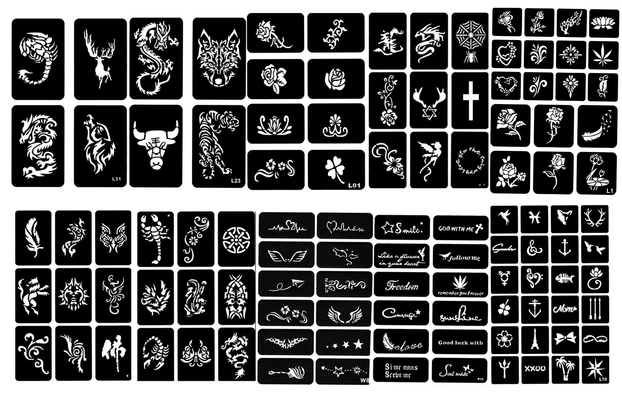 10 Sheets Crafts Adhesive Henna Tattoo Stencils Templates for Henna