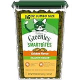 Greenies Feline Smartbites Healthy Indoor Cat Treats, Chicken, 16 oz | Veterinarian-recommended, Fiberblend Formula, supports digestion, under 2 cal per treat, natural ingredients, dual texture Chicken 1 Pound (Pack of 1)