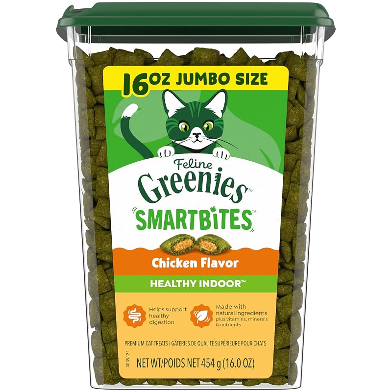 Petisco para gatos Greenies Feline Smartbites Indoor sabor frango, textura crocante e cremosa, 454 g