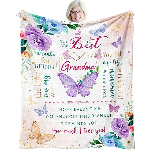 Paihvcn Grandma Birthday Gifts, Valentines Day Grandma Gifts, Birthday Gifts for Grandma, Thoughtful Gifts for Grandma from Granddaughter, Grandma Gifts from Grandchildren Throw Blanket 60"x50"