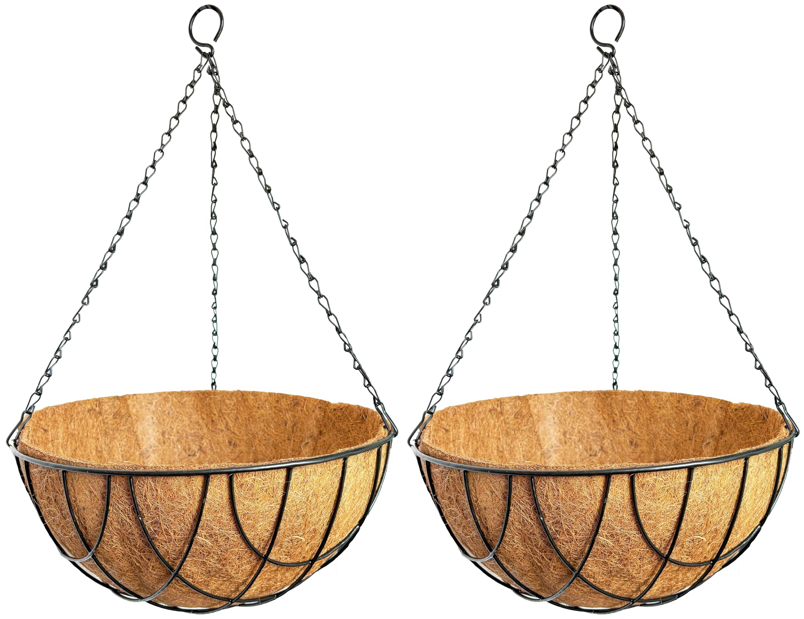 GARDEN KING 12 Inch Metal Hanging Basket with Chain and Coco Liner, Designer Hanging Basket for Indoor and Outdoor Garden (Black, Set of 2 Pcs) (B07VB4D7LZ) Amazon Price History, Amazon Price Tracker