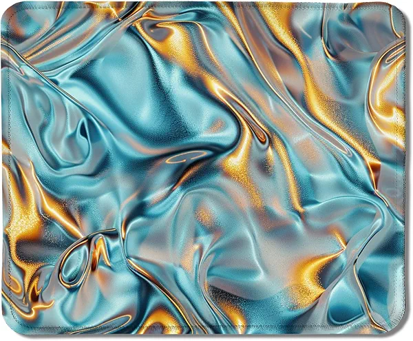 Teal Mouse Pad, Modern Blue and Gold Liquid Mouse Pads for Wireless Mouse Computers Laptop Desk Accessories, Blue Mouse Pad, Teal Office Supplies,Desk Accessories, 9.5x7.9 Inch