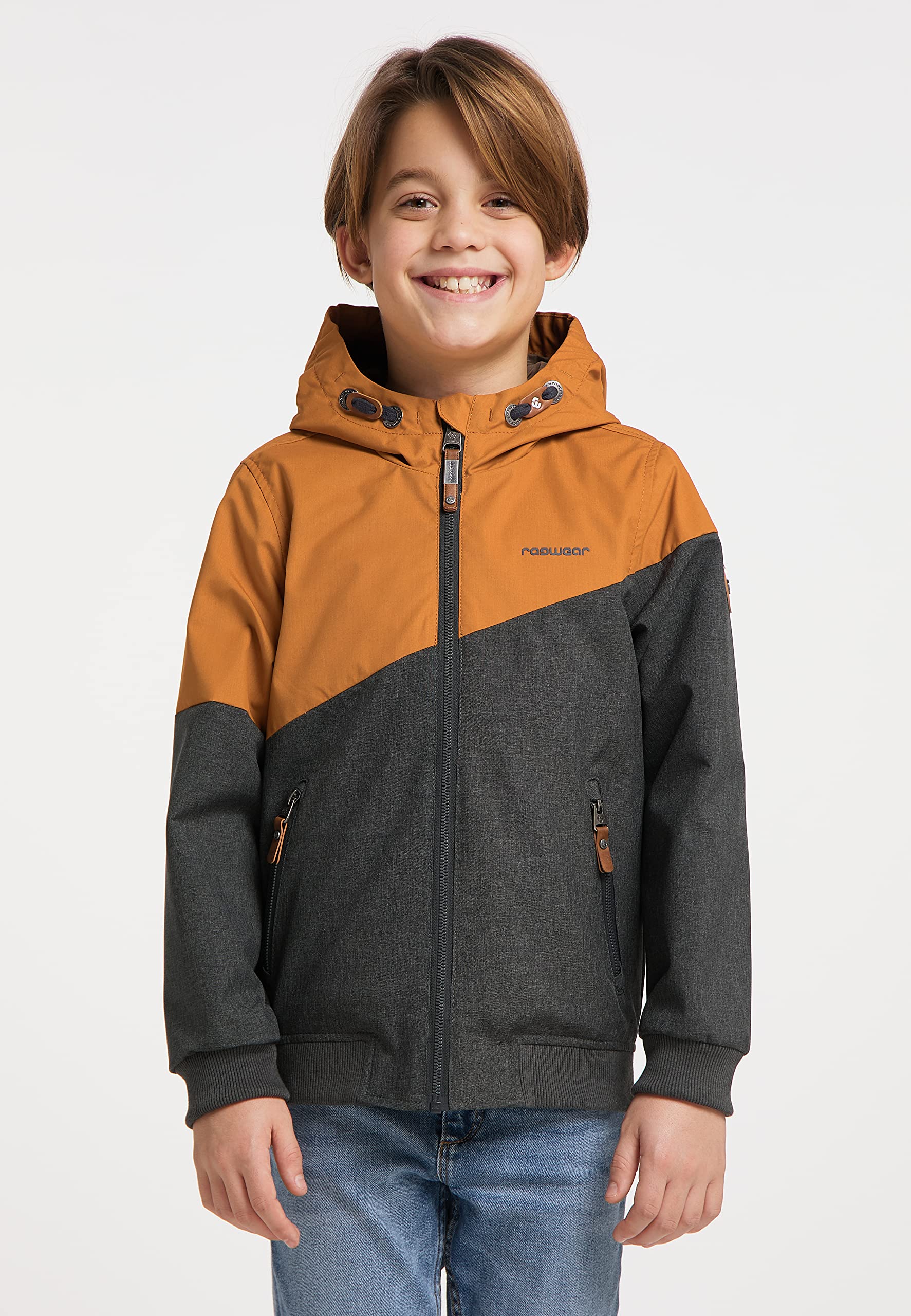Ragwear Jungen Jacke Übergangsjacke Jowell Blouson Anorak Freizeitjacke mit Blockstreifen wasserabweisend