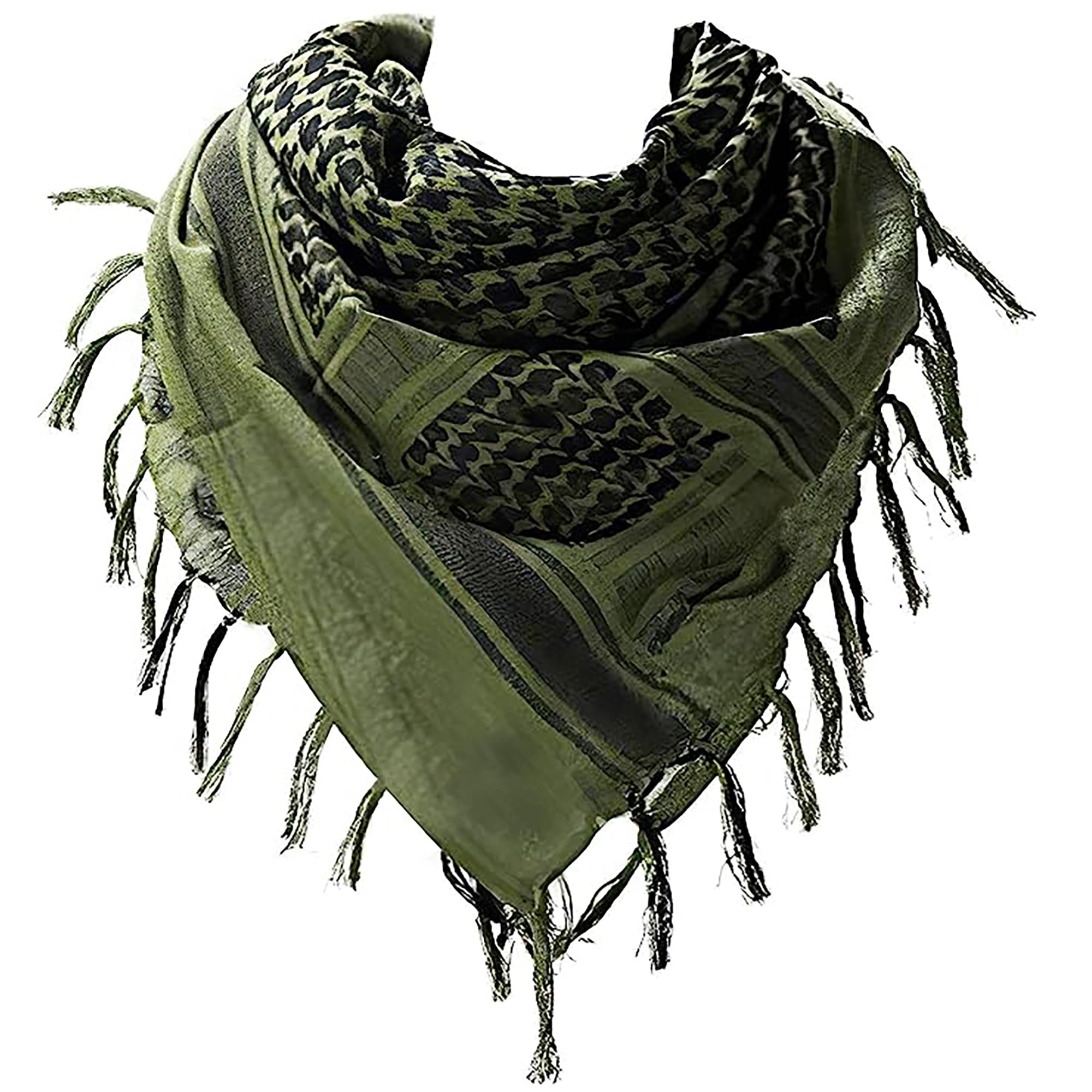 Swift Wear Unisex Olive Black Soft Cotton Shemagh Scarf Arab Sun Hat Combat Desert Keffiyeh Sas Army Tactical Military Desert Head Neck Wrap Mask (Olive Black)