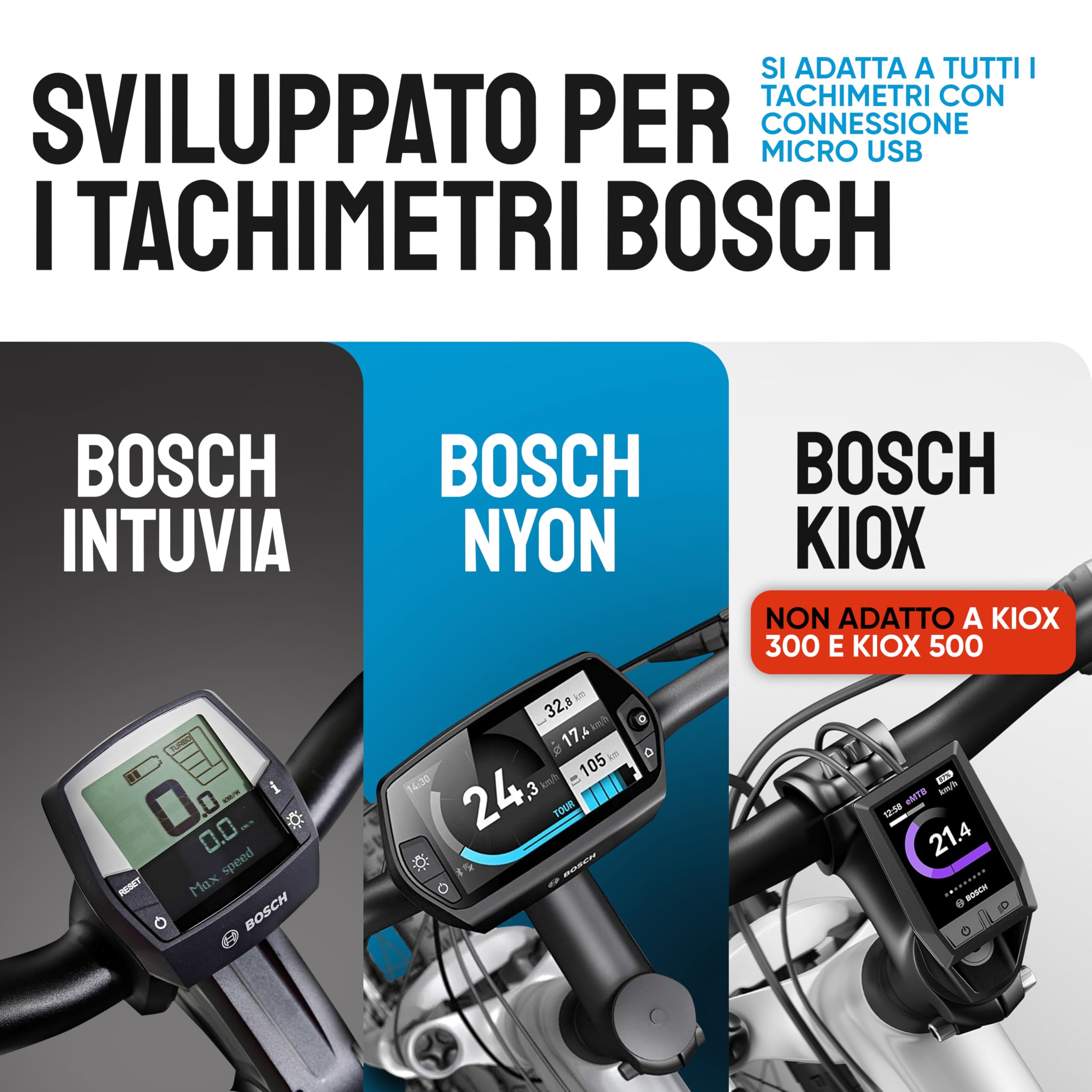 LAINFELD Cavo di ricarica per bici elettrica Bosch Intuvia Kiox Nyon, connettore USB C per Android, cavo micro USB per display e-bike, 35 cm, accessori eBike