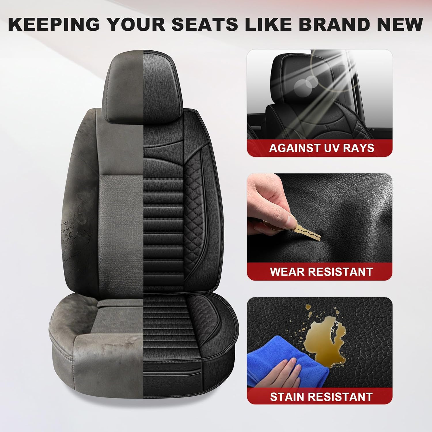 AOMSAZTO Chevy Silverado Seat Covers Custom Fit Silverado GMC Sierra 2007-2025 2026 1500/2500/3500HD Trail Boss Z71 Pick-up Easy-Install Waterproof Seat Cushion for Silverado(5 Seats,Black)