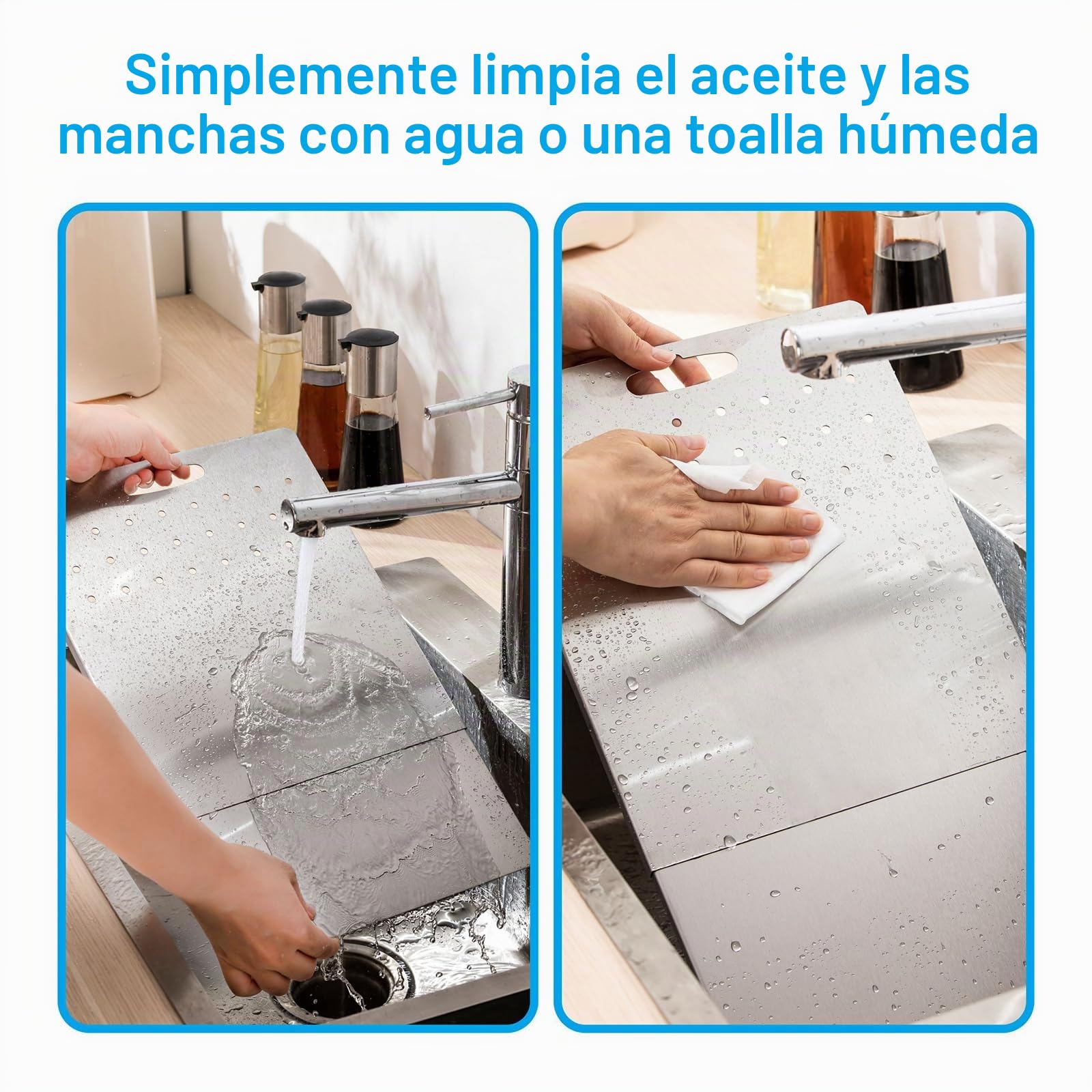 Tabla de cortar sobre el fregadero, tabla de cortar expandible sobre fregadero, acero inoxidable, con agujeros de drenaje, tabla de cortar para fregadero de cocina, 10.4 x 12.6 x 0.47 pulgadas