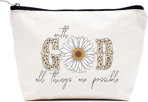 Miniatura 17 de LIBIHUA Bolsa de maquillaje para mujer, bolsa de cosméticos regalos para ella, bolsa de viaje femenina, Beige natural, 283-a mi increíble tía futura