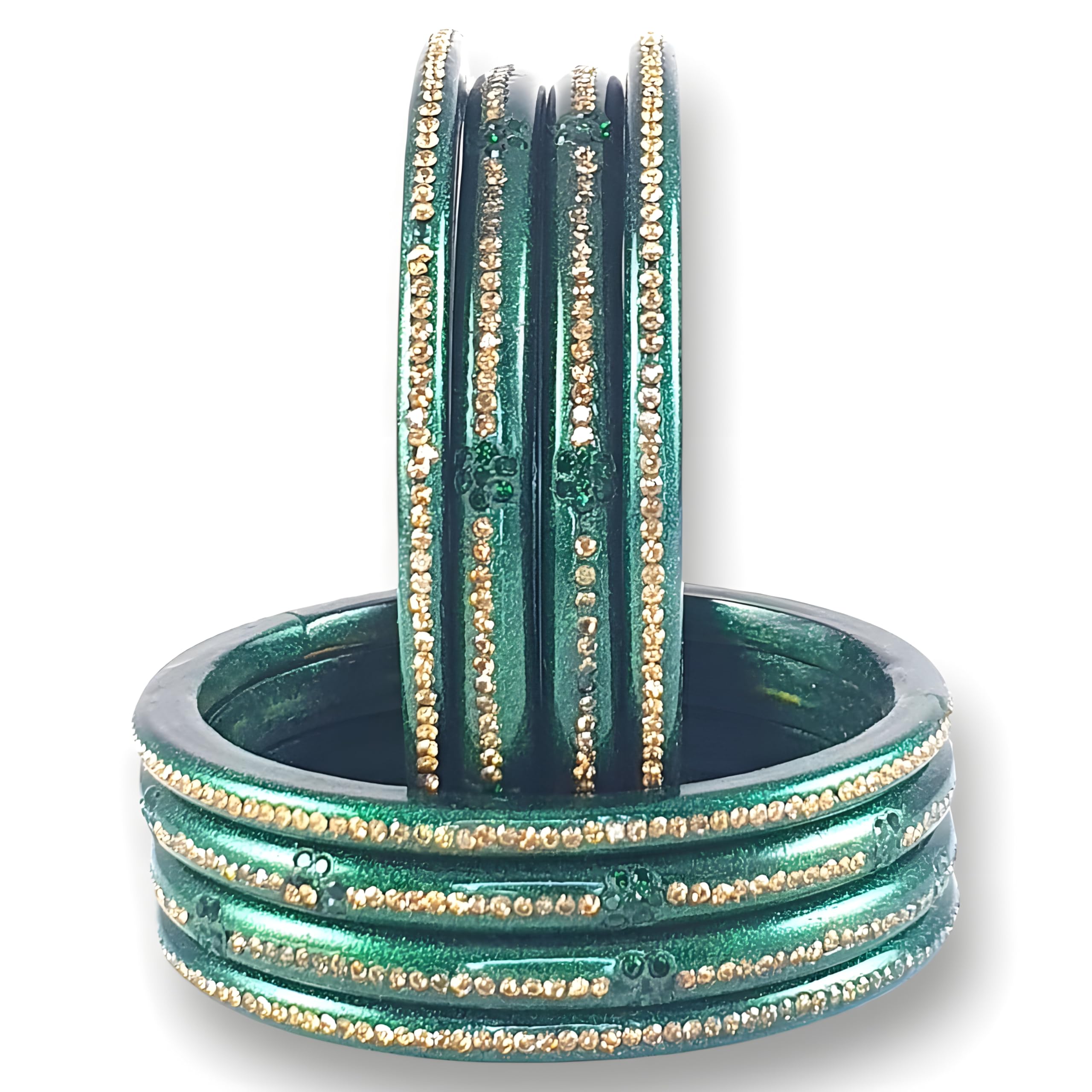 Rajasthani Lac Bangles Set, Crystal Studded Traditional Jaipuri Lakh Chudi Bangles, Red Pink Maroon Blue Sky Orange Green, Diamond Pattern, Set of 8-image-38
