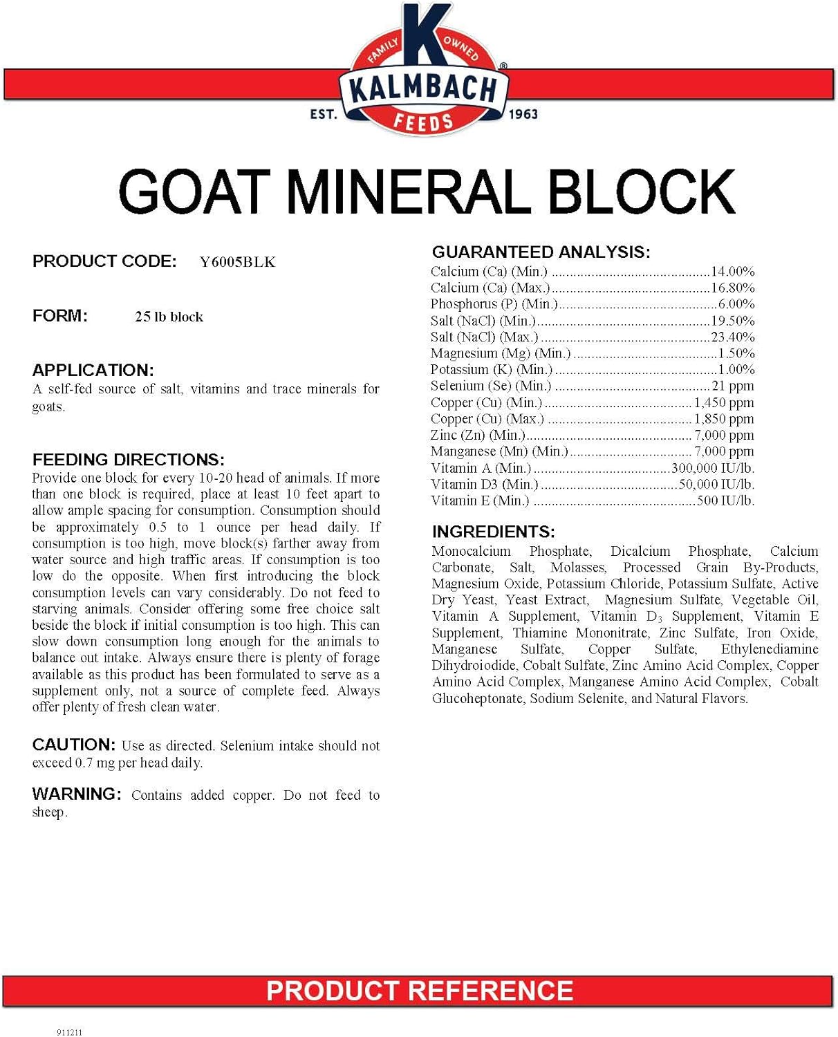 Kalmbach Feeds Goat Mineral Block Supplement, 25 lb Block