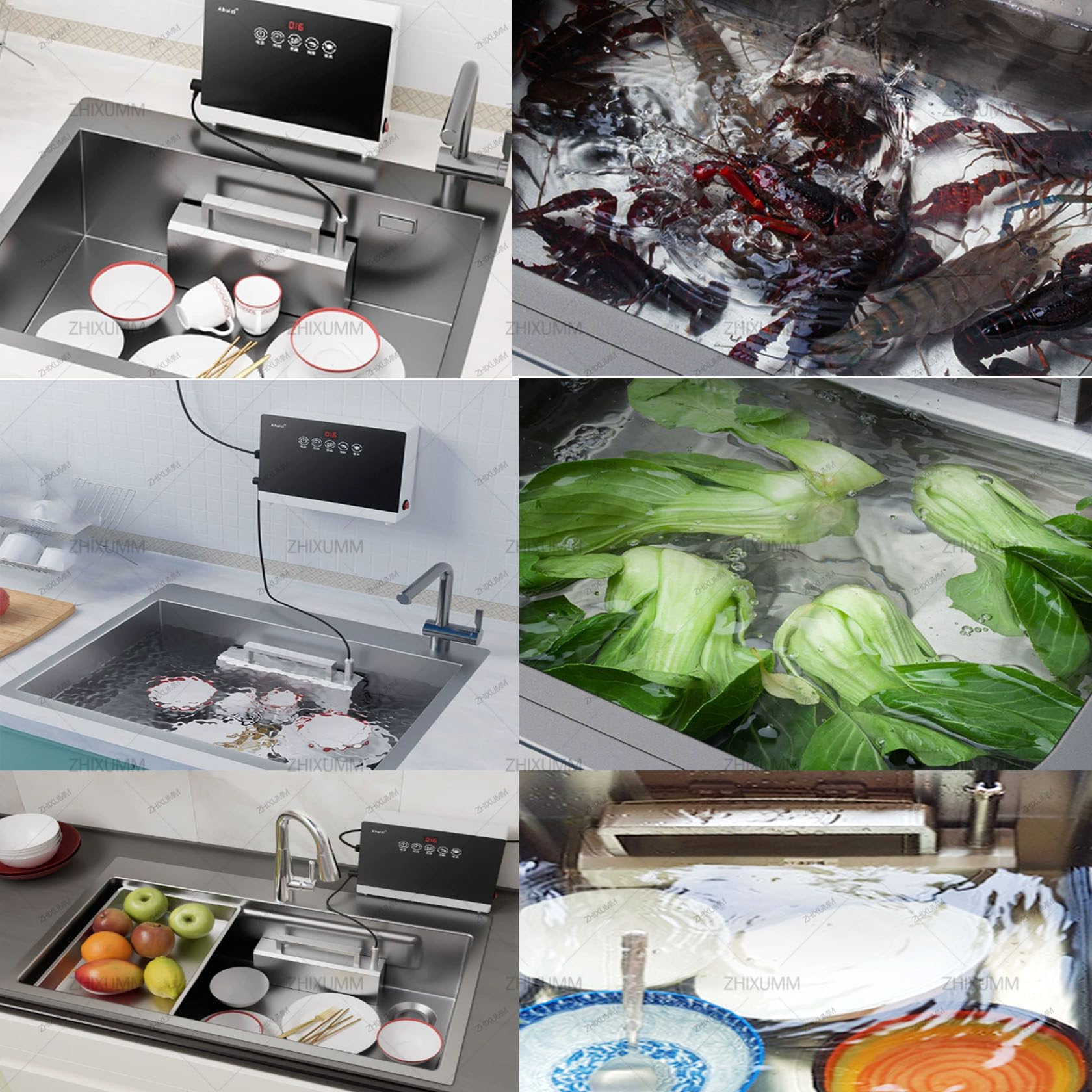 Lavastoviglie A Ultrasuoni Portatile da 380 W, Lavapiatti per Lavello, Lavatrice A Ultrasuoni per Verdure con Controllo Touch, per Stoviglie, Frutta, Frutti di Mare E Verdure