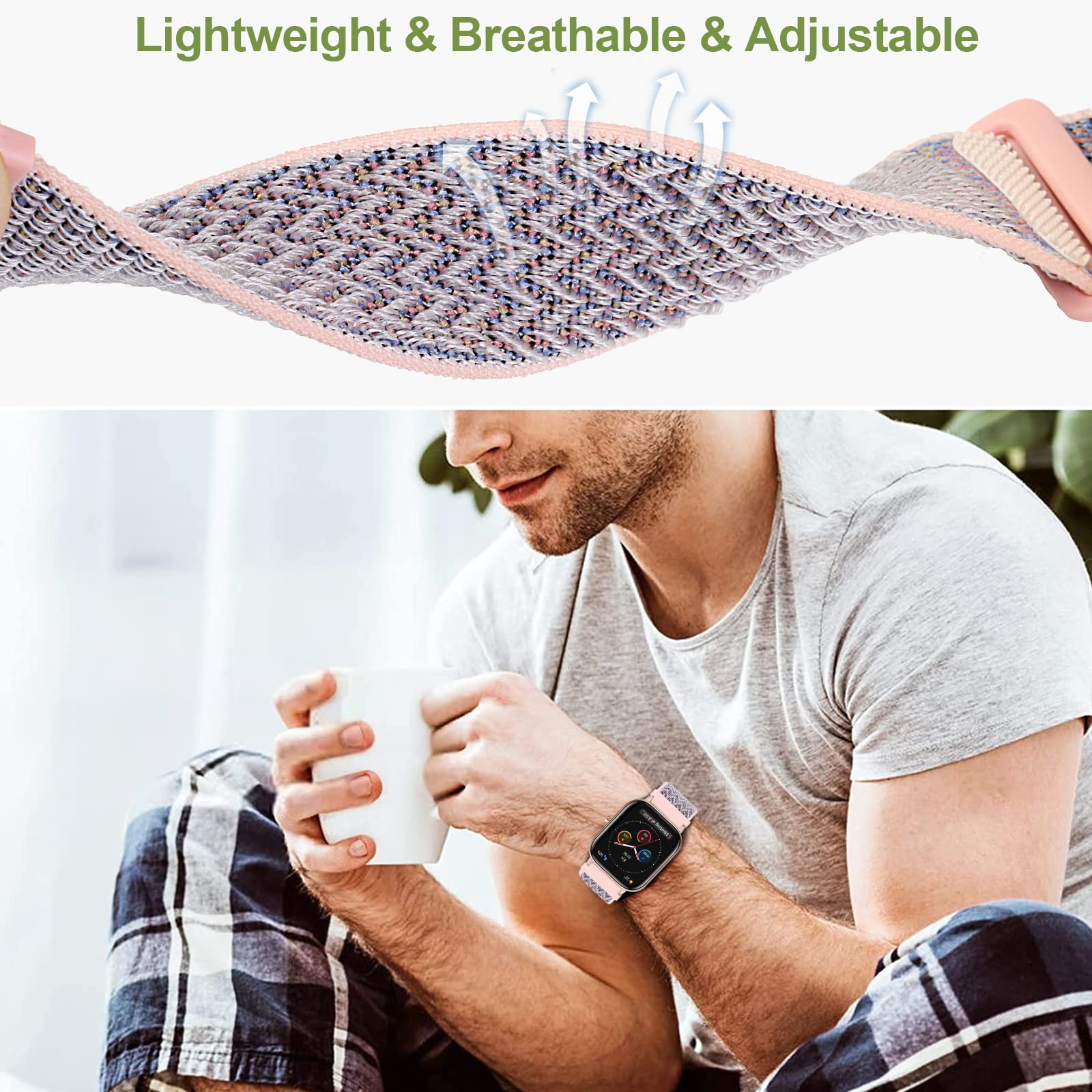 Cinturino per Amazfit GTS, 20mm Cinturino in Nylon Sportivo per Amazfit Bip 3, Bip 3 Pro, Amazfit Bip, Bip Lite, Bip U, Bip U Pro, Amazfit GTR 42mm, GTS 2 Mini, GTS 2, GTS 2e, GTS 3, GTS 4, GTS 4 Mini