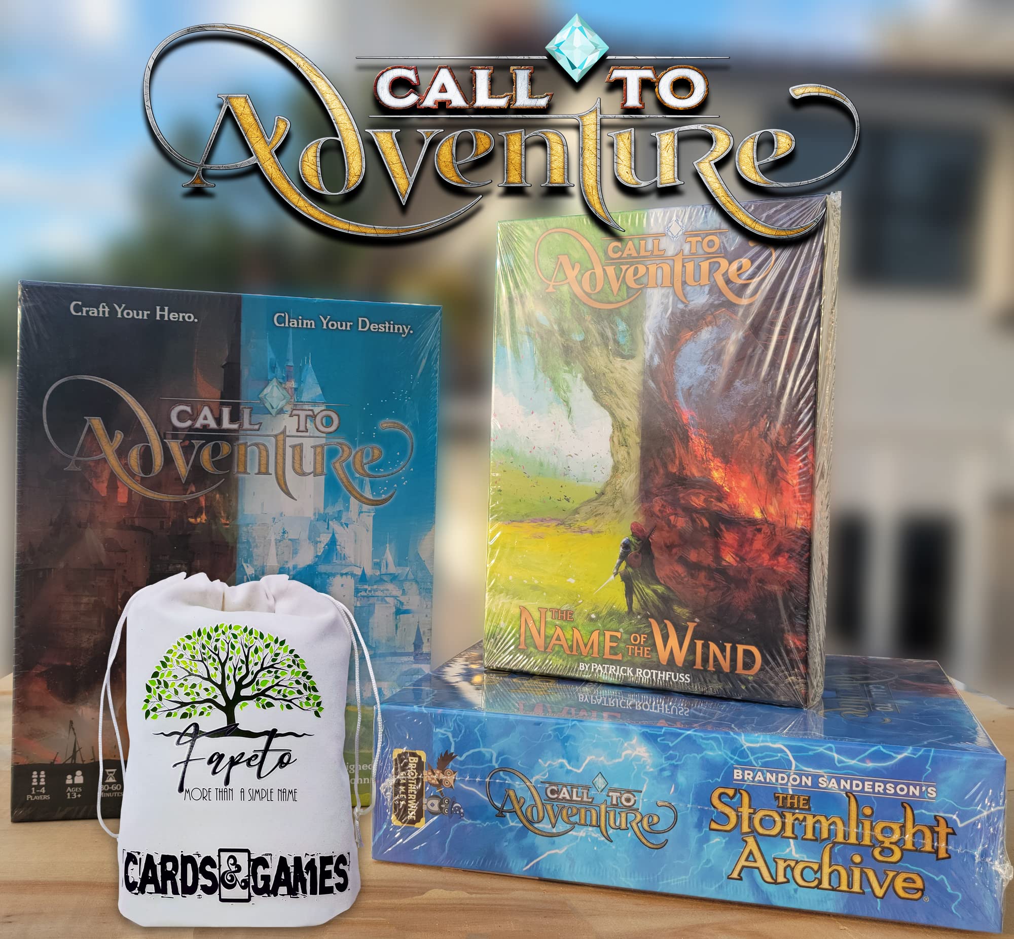 Amazon.com: Card Game The Stormlight Archive, The Name of The Wind and The  CORE-Base Call to Adventure Board Game Bundle with Random Color Drawstring  Bag Plus 12 COMPATIBLES Tokens : Toys &
