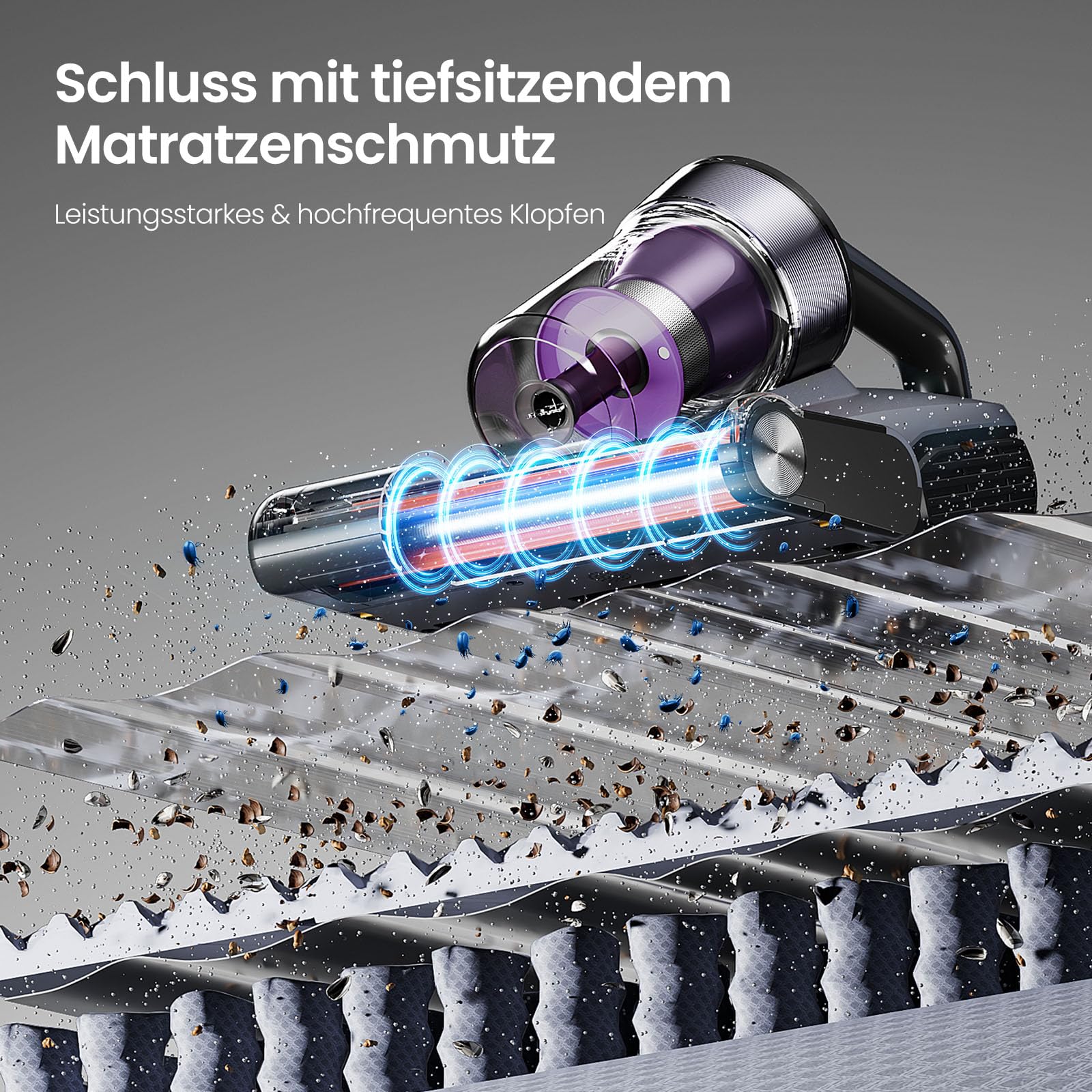Jimmy BX8 Milbensauger für Matratzen mit UV-Licht & 65℃ Heißluft | Staubsensor, Negativ-Ionen-Funktion zur Luftreinigung, LED-Bildschirm, 15kPa Starke Milbenstaubsauger für Bett Sofas Teppich(Lila)