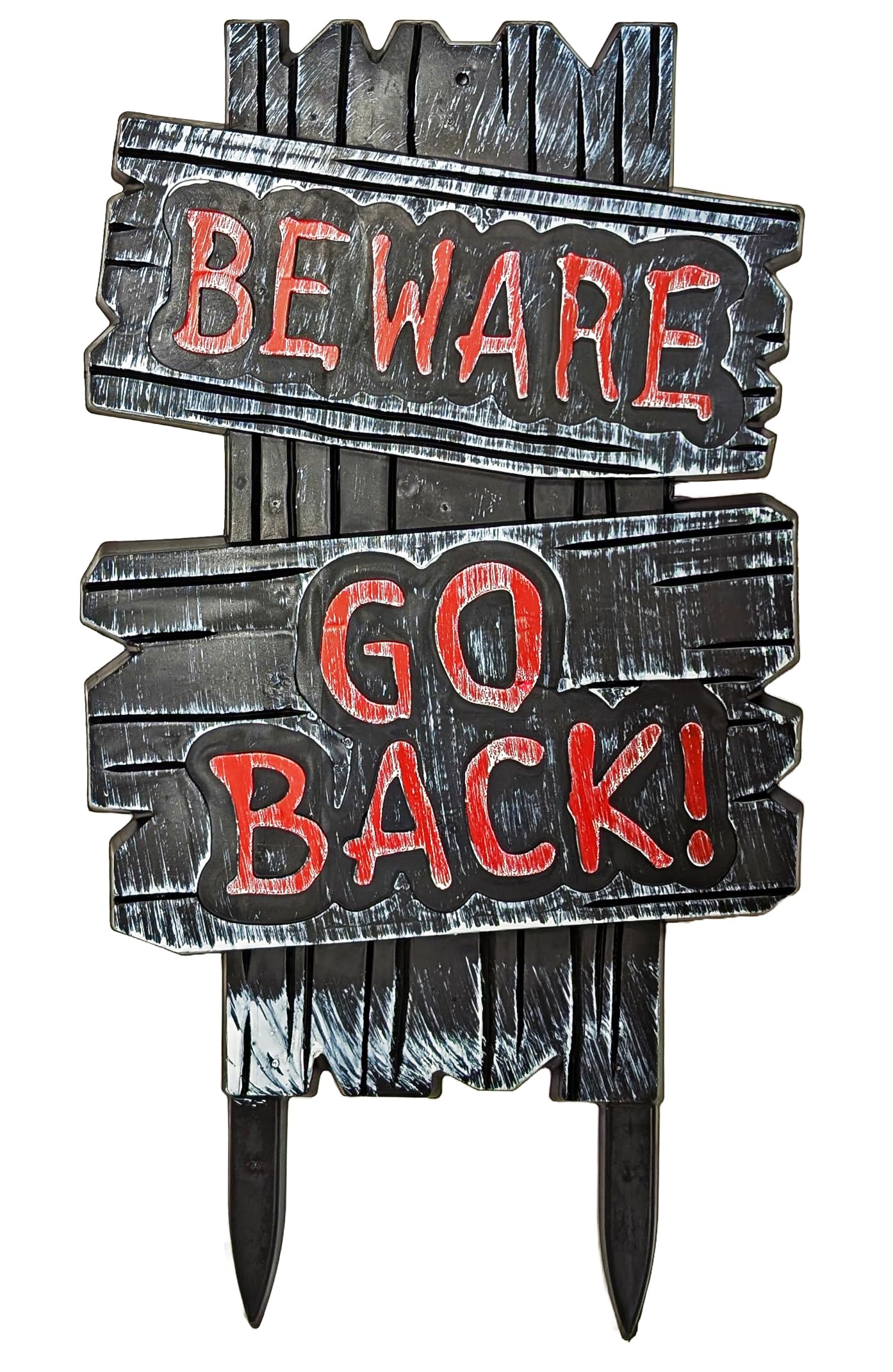Quickdraw Black Beware Go Back! Halloween Sign Decoration – Spooky Outdoor Garden Prop – Creepy Haunted House Party Decor – Weatherproof Tombstone Decoration 53.5Cm X 29Cm
