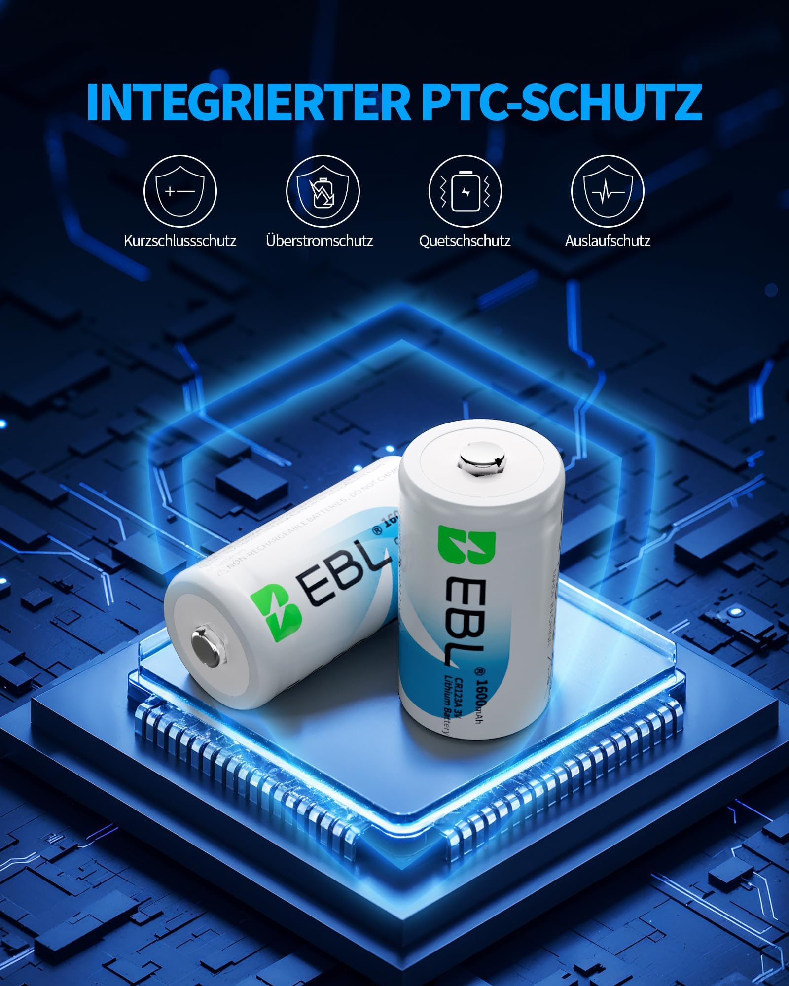 EBL CR123A baterie litowe, zestaw 6 sztuk, 3 V, jednorazowe baterie o pojemności 1600 mAh, do systemów alarmowych, latarek, aparatów fotograficznych i lamp błyskowych - wysoka wydajność i szczelność