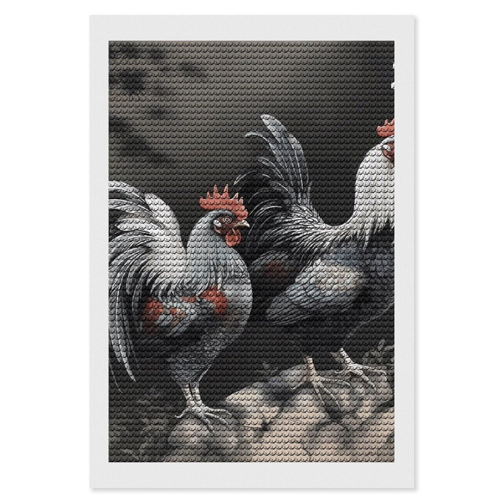 Rooster Pattern Diamond Art Kits for Adults, DIY 5D Diamonds Painting Kits for Beginner, Round Full Drill Diamond Dots Painting, Diamonds Pictures Gem Art and Crafts Wall Decor 8"x12"