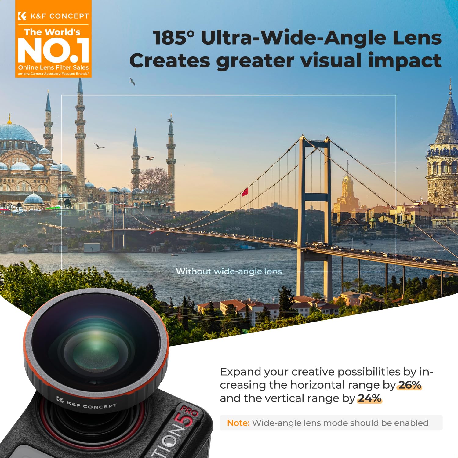 K&F CONCEPT Wide Angle Filter per DJI Osmo Action 4/5 Pro - Dettaglio