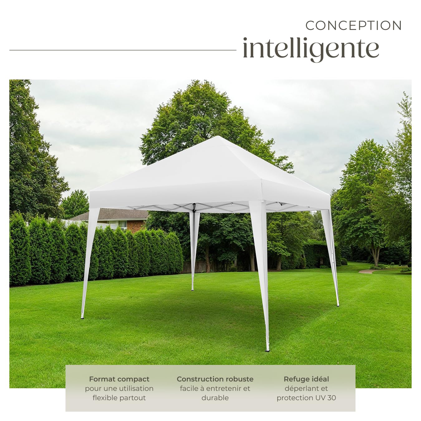 tectake® Tonnelle de Jardin 3x3m en Acier époxy Pliable Tente de réception Pavillon, Imperméable, Sac de Transport Inclus, Tonnelle terrasse Exterieur Tente de réception Barnum Mariage Baptême