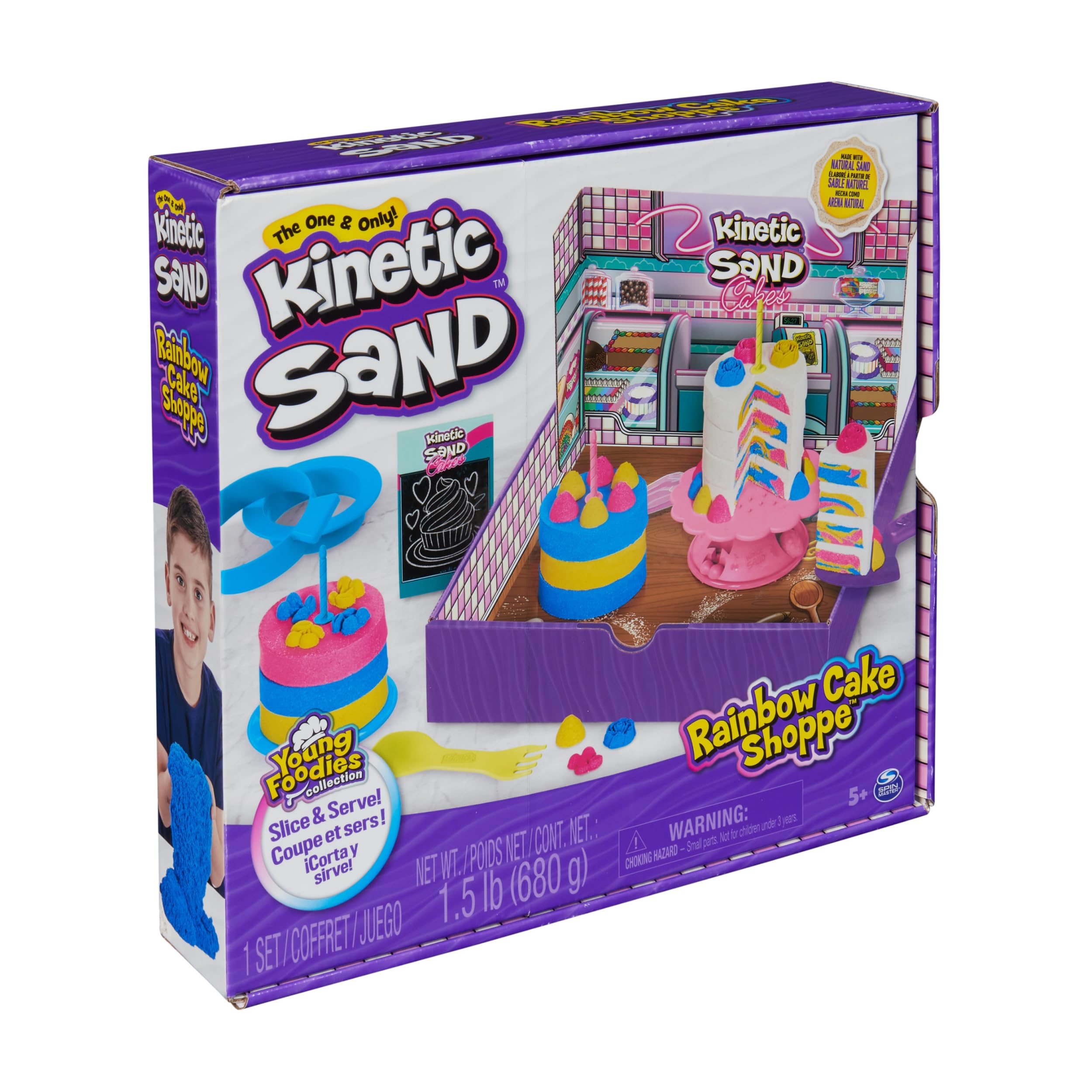 Kinetic Sand Sabbia magica - Rainbow Cake SHOPPE - 680 g di sabbia gialla, rosa, blu e bianca aroma di vaniglia - Kit fai da te per bambini giocattoli sensoriali - 6068029 - Giocattoli per bambini 5