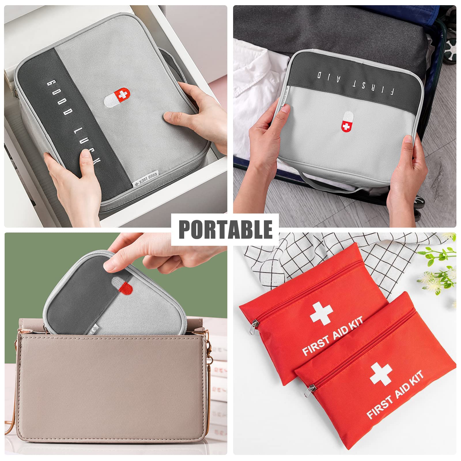 JOYBOY 4Pcs Botiquín de Primeros Auxilios,Bolsa Médica Vacio,kit Portátil,para Oficina,Hogar,Deportes,Viajes,Senderismo,Camping