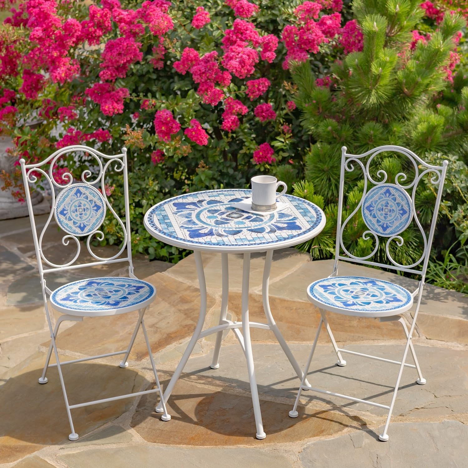 Zaer Ltd Cape May Mosaic Tile Bistro Set Review: Perfect for Small Garden Patios & Backyards