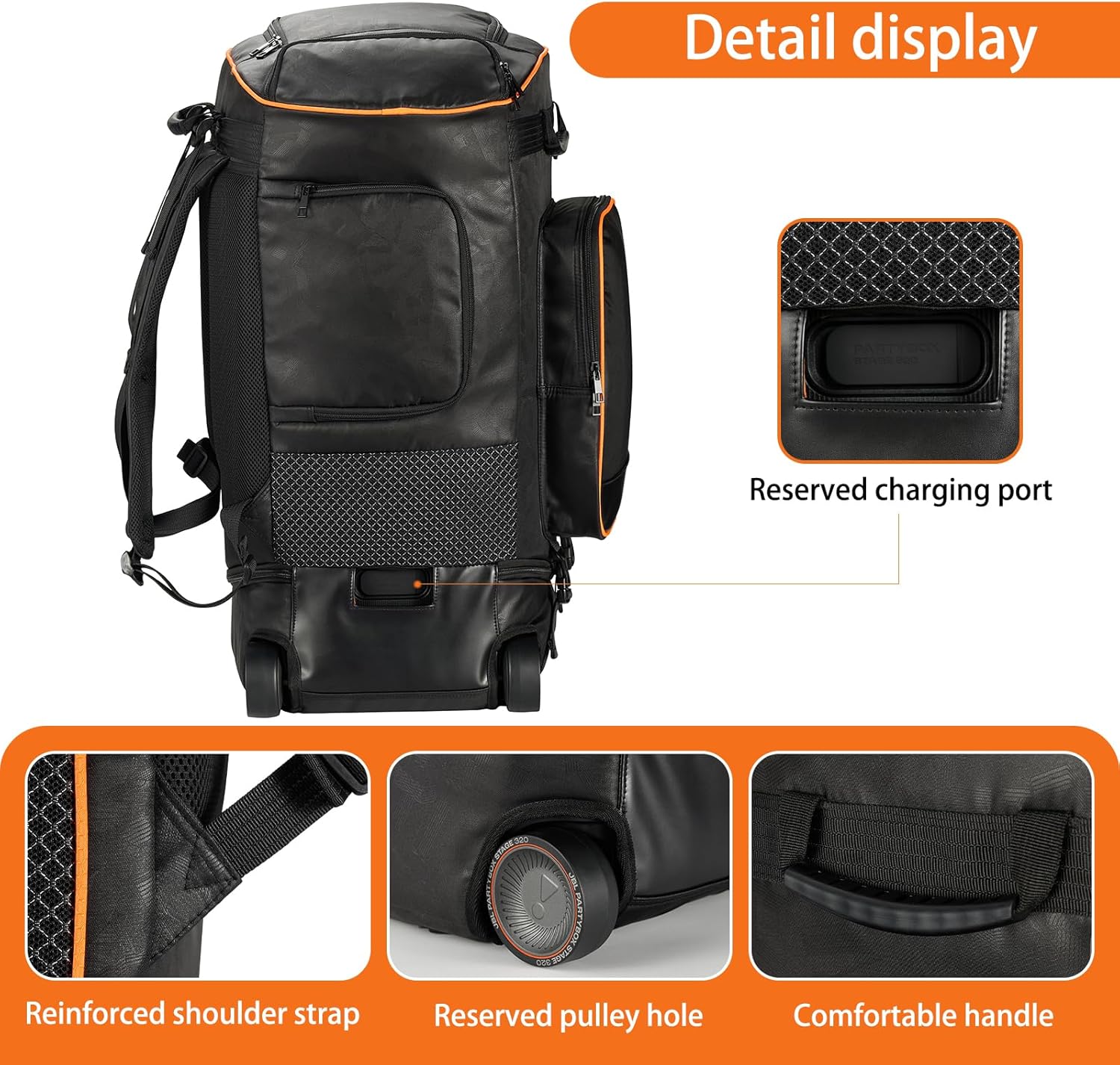 Rugged Speaker Bag Carry Case Compatible With JBL Party Box 320, Portable Carry Bag Backpack - Image 2