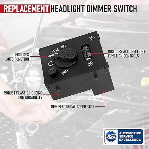Miniatura 4 de Interruptor de lámpara de cúpula de regulador de panel de instrumentos para faros delanteros, reemplaza a D1595G, 19381535, 15194803, 1S8489,