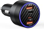USB-C Car Charger, 3-Port 90W Fast Car Charger, Dual USB-C & USB-A Car Power Adapter, PD3.0 & QC3.0 Fast Charging for iPhone 17/16/15/14/13Pro Max, iPad, MacBook and More