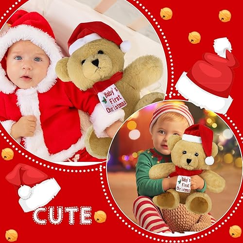 Miniatura 7 de Lewtemi Oso de Navidad de peluche para la primera Navidad, oso de Navidad, bufanda roja para bebé, divertido oso de peluche para niños, baby