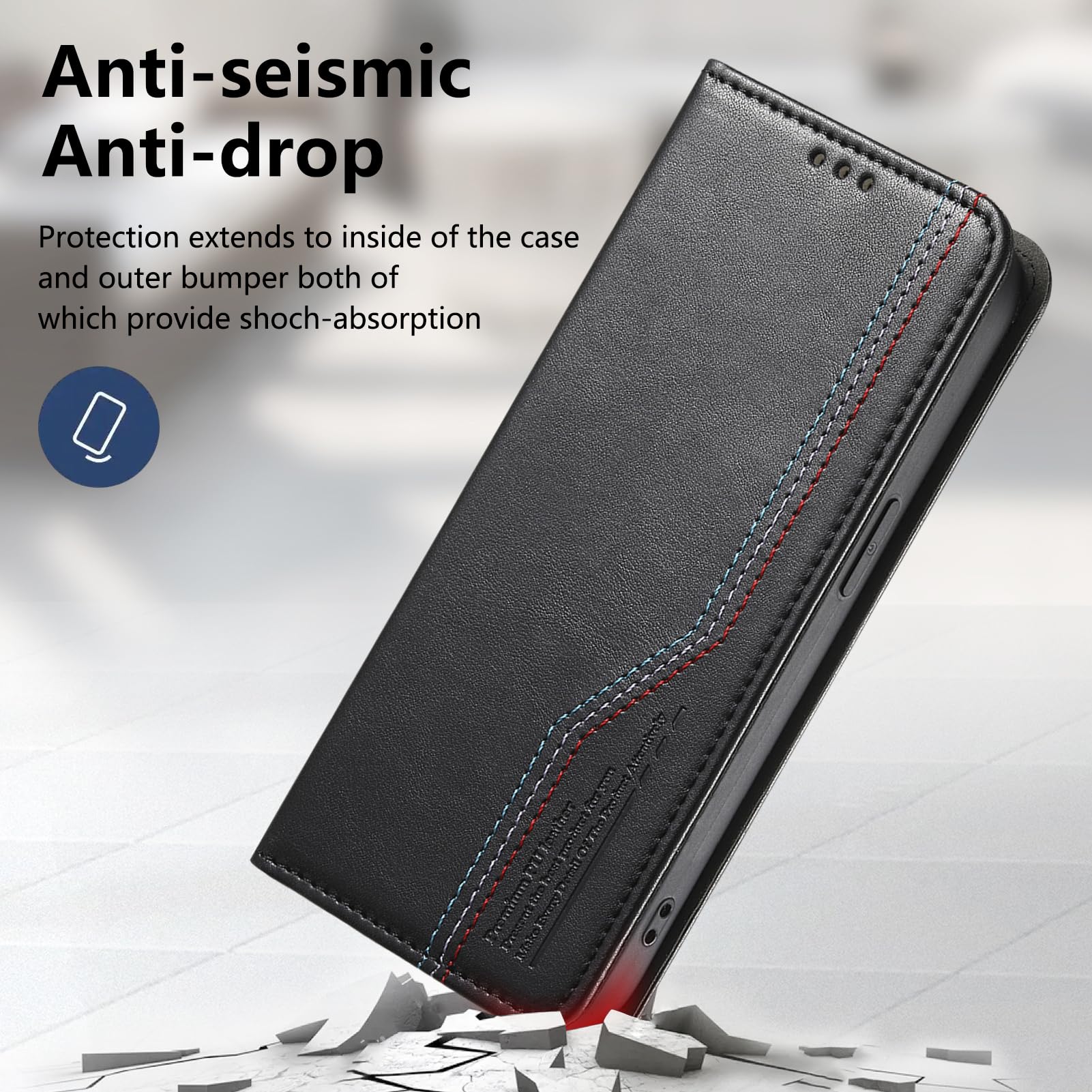 Coque Portefeuille Cuir PU Pour Xiaomi 15T Pro - Avec Compartiments Cartes, Support Intégré Et Fermeture Magnétique - Noir
