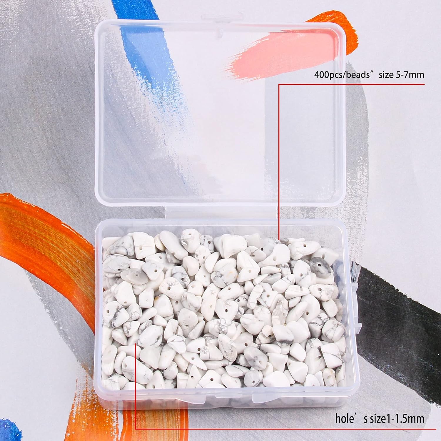 Colle 5-8mm Gemstone Beads Irregular Chips Stone Beads Kit for Jewelry Making Solid Colour Crystals and Gemstones Healing DIY Bead Set for Necklace Bracelet Earring(White Howlite) - Image 3
