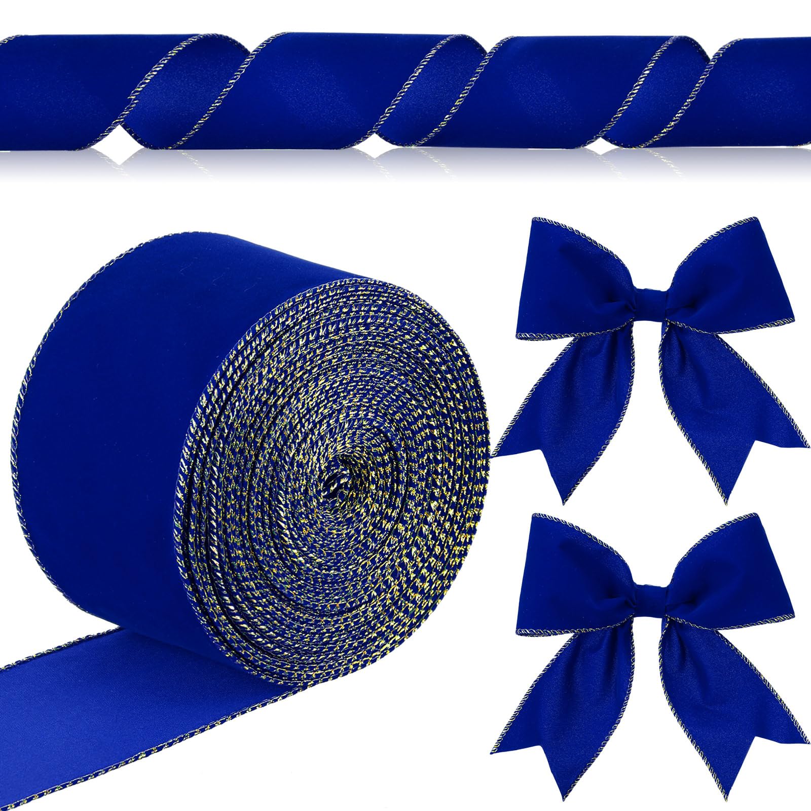 Yungyan Velvet Ribbons with Gold Edge Felt Ribbon Gift Bow Wrapping Ribbon Waterproof for Handmade, Home Decor, Gift Wrapping, Wreath DIY Crafts,