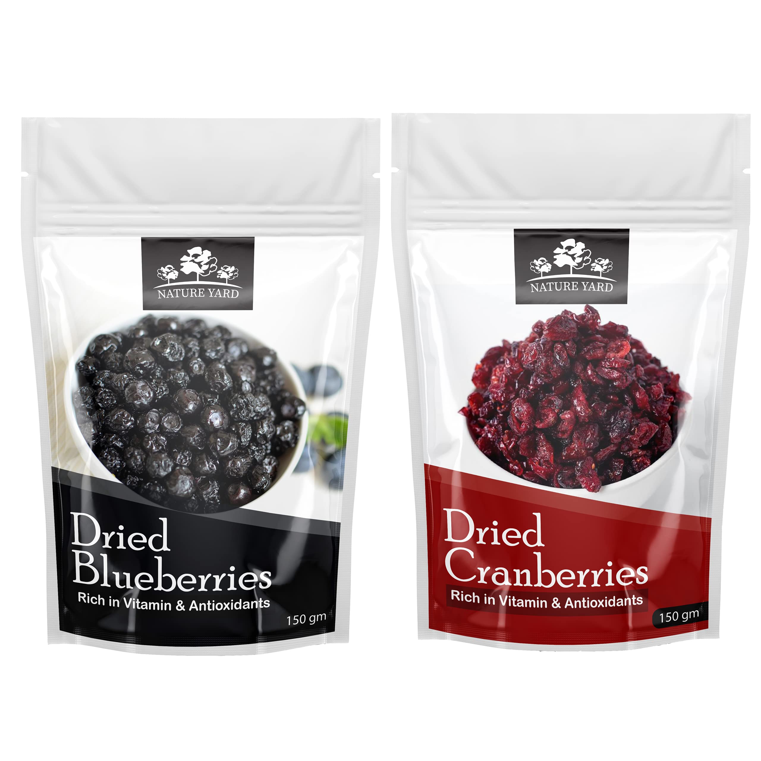 NATURE YARD Dried Blueberry (150gm) & Whole Dried Cranberry dry fruit (150gm) - Naturally Dried (B09F672X4T) Amazon Price History, Amazon Price Tracker