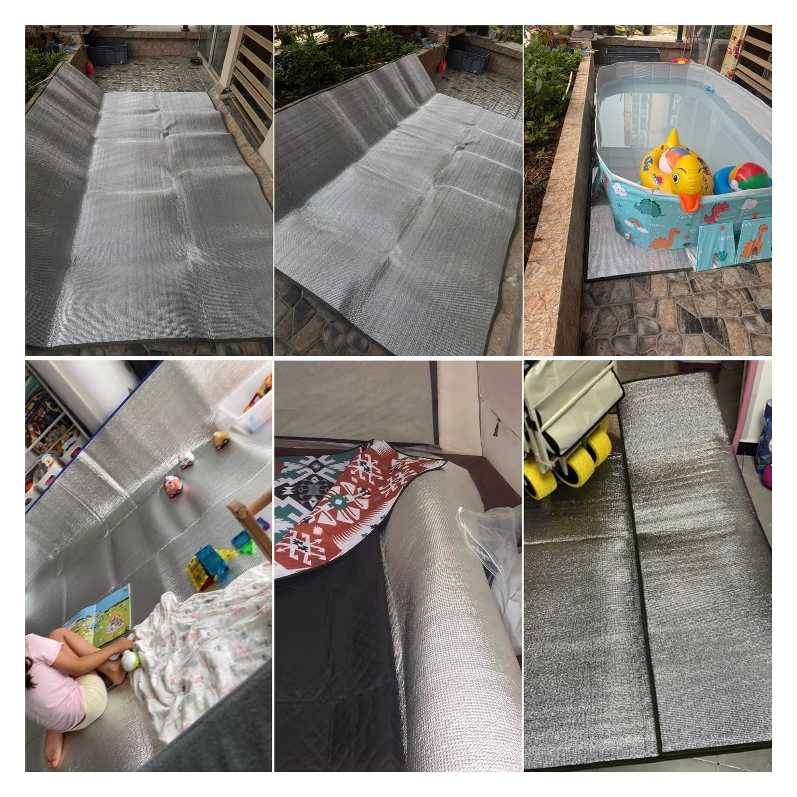 Campingmatte – Faltbare Schaumstoff-Isomatte mit Aluminiumfolien-Isolierung, 9 mm dicke, reflektierende Zelt-Bodenmatte