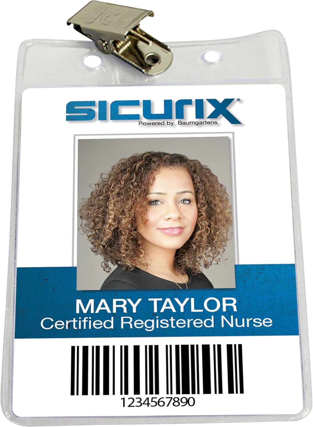 Sicurix Clip Style Badge Holders, 31/2 x 21/2, Clear, 50