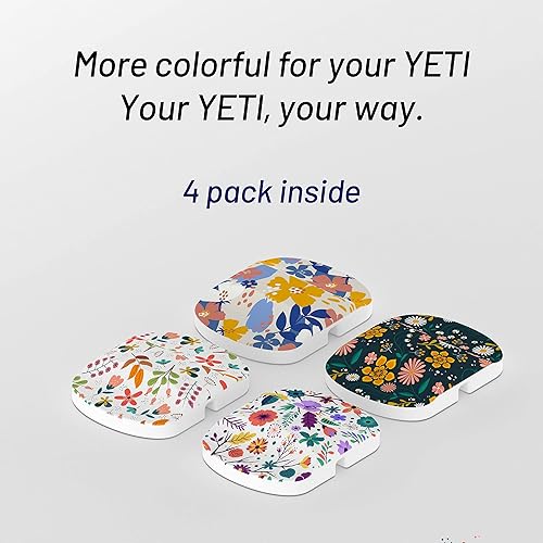 Miniatura 2 de Para YETI - Reemplazo de deslizador magnético, para reemplazo deslizante magnético de tapa YETI, patrón floral, paquete de 4