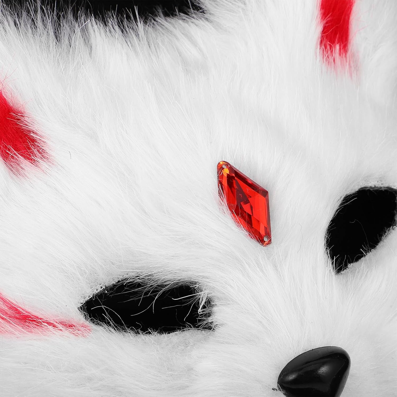 Furry Fox Mask Rhinestone Half Face Animal for Women Halloween Party Cosplay Costume