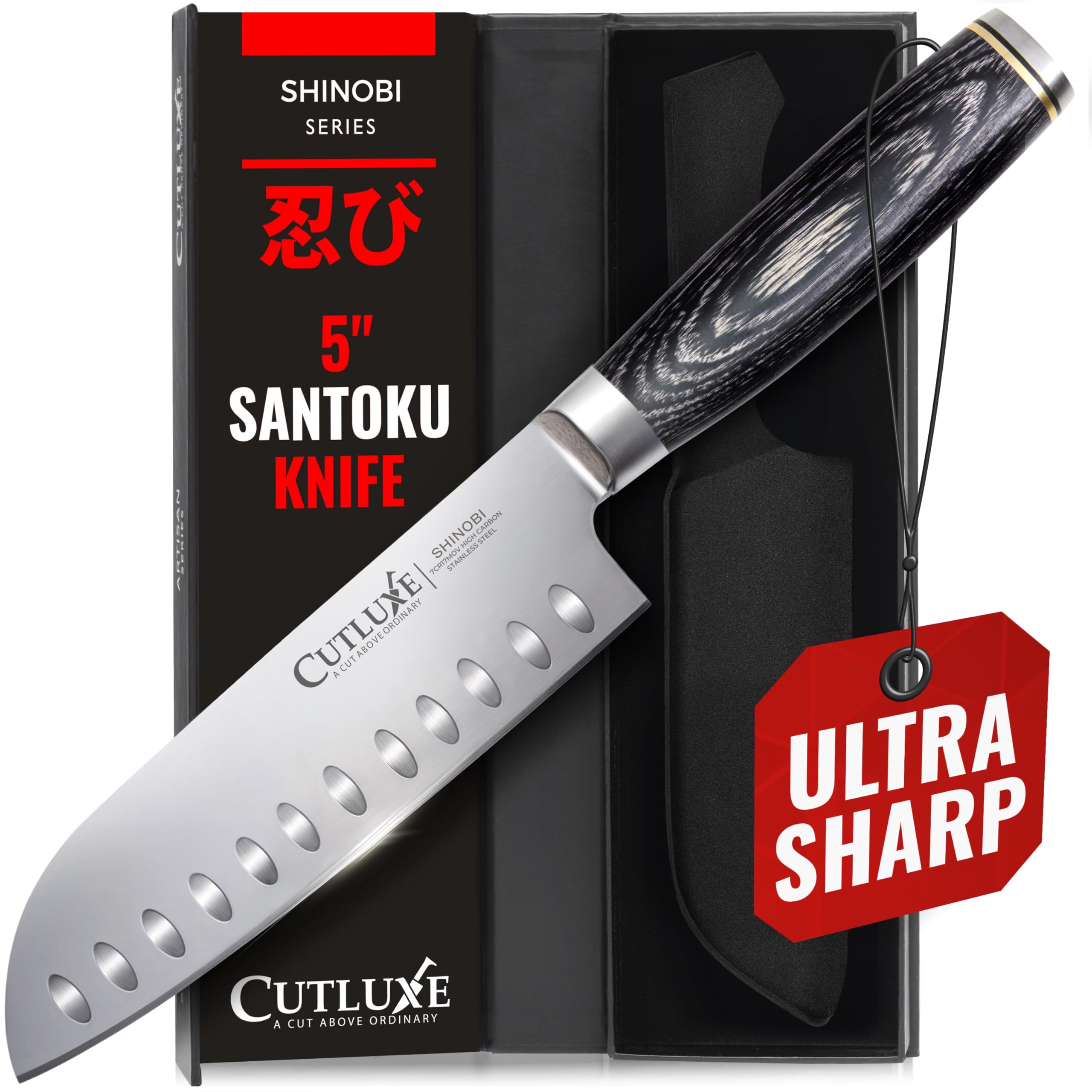Cutluxe Santoku Knife, 5" Japanese Meat &amp; Vegetable Knife for Chopping