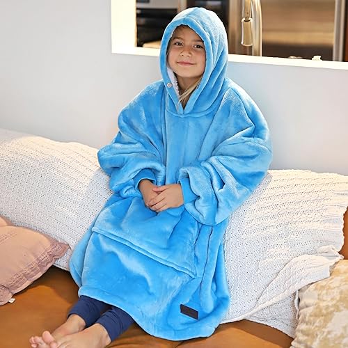 Miniatura 2 de Catalonia Sudadera tipo manta con capucha para niños, sudadera de sherpa extragrande para adolescentes jóvenes, idea de regalo