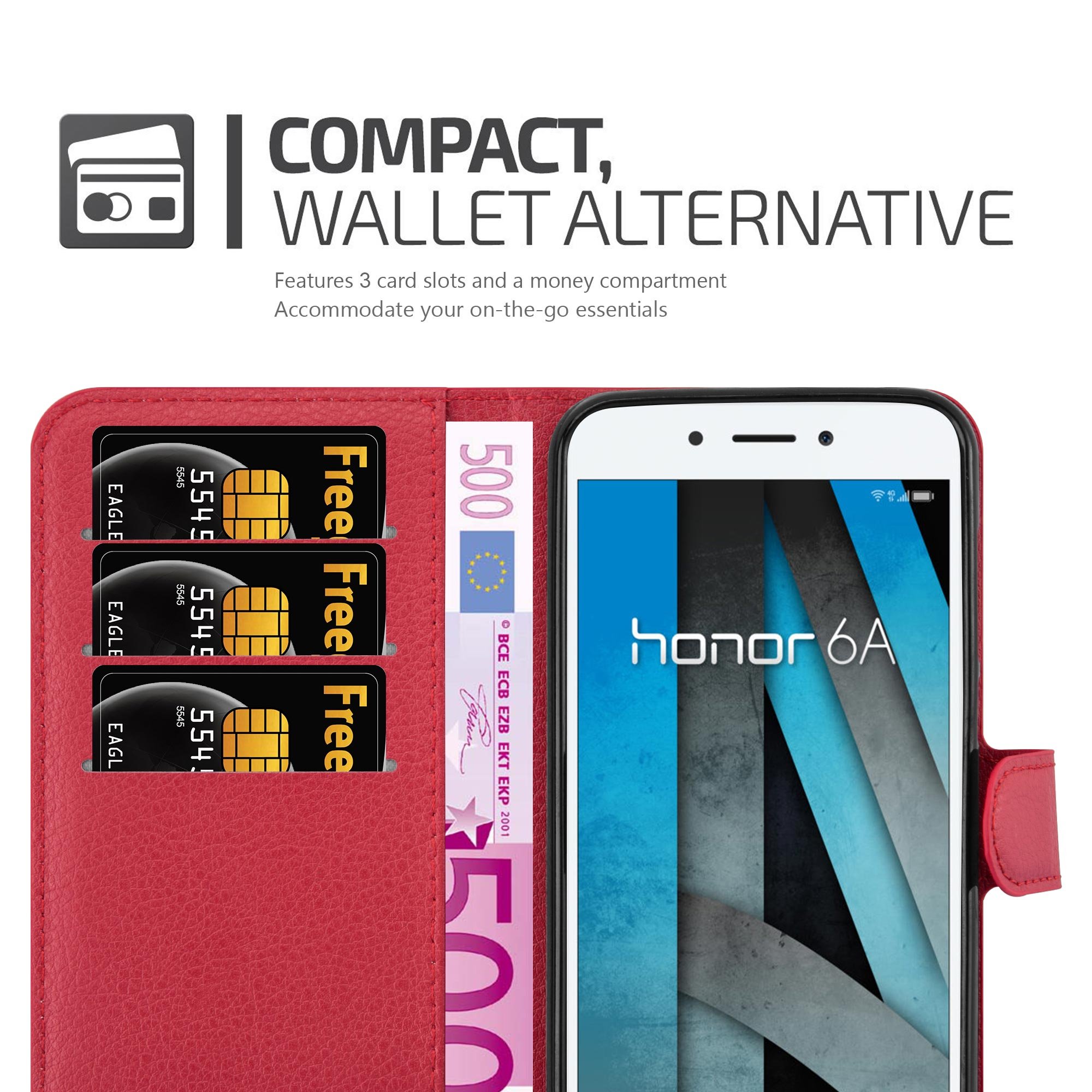 CADORABO Custodia Con Chiusura Magnetica, Funzione Stand E Tasca Per Le Carte, Cover Per Galaxy J5 2017 Rosso Carminio 77211204