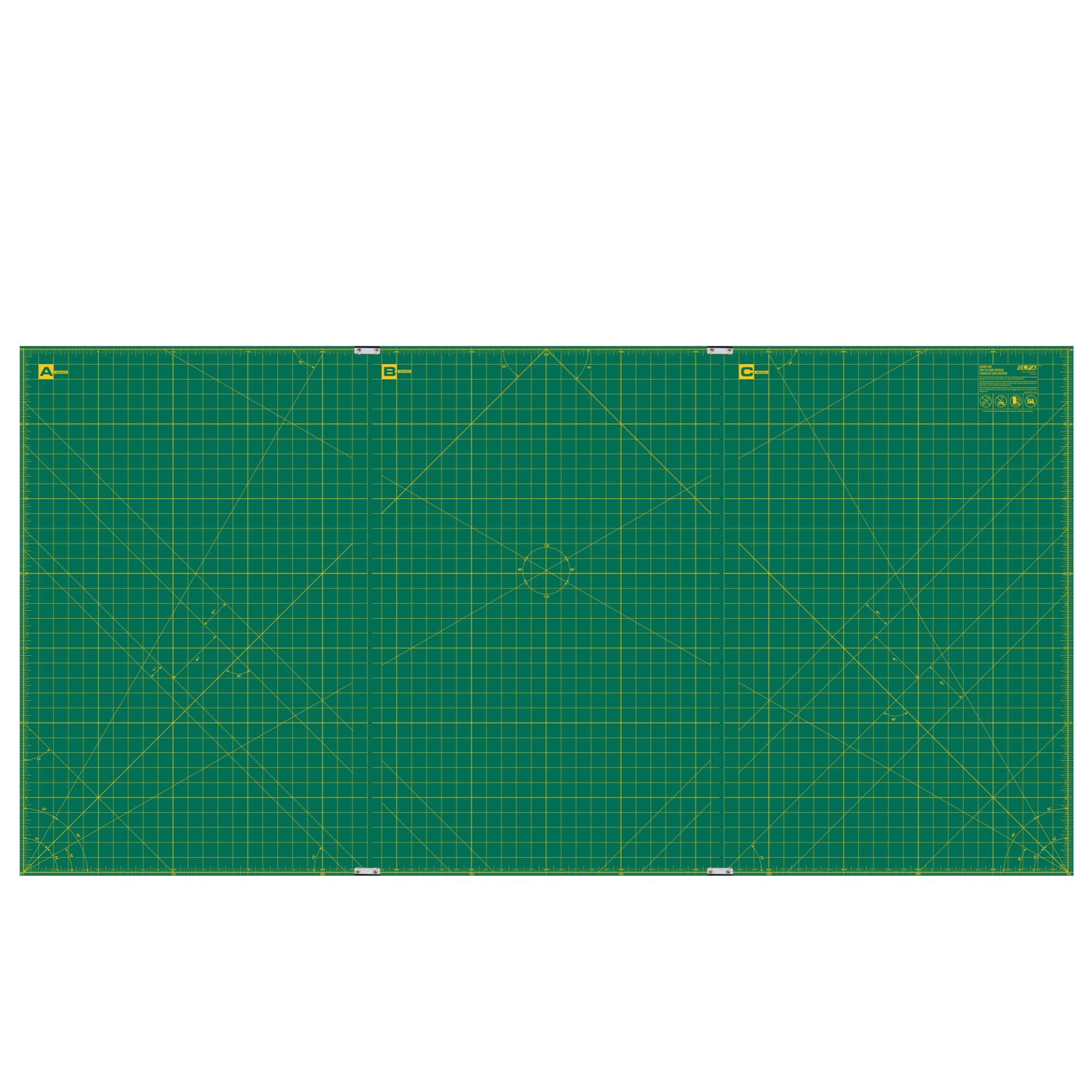 OLFA Set di tappetini da taglio rotanti con griglia di collegamento (RM-CLIPS/3-01) - Tappetino da taglio autorigenerante su entrambi i lati, 89 x 178 cm, con griglia per tessuti e cucito, progettato